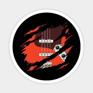 Ripped Bass Guitar J-Style Red Color Magnet